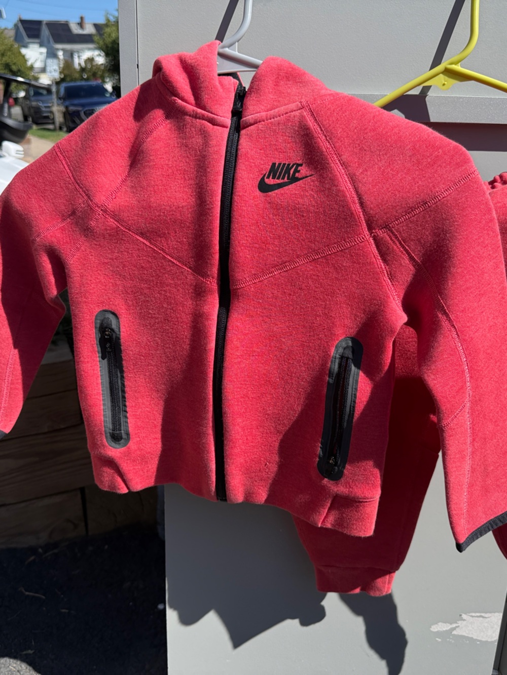 Nike Kids Pink-Red Fleece Zip Jacket with Logo